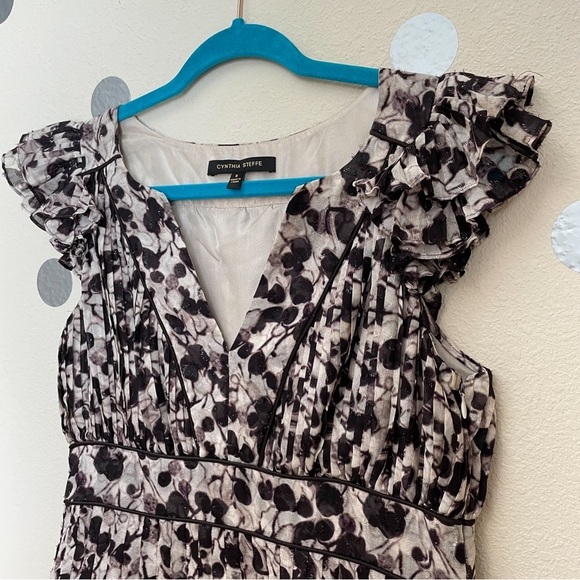 Cynthia Steffe Silk Cap-Sleeve Midi Dress with Metallic Threads - Picture 8 of 10